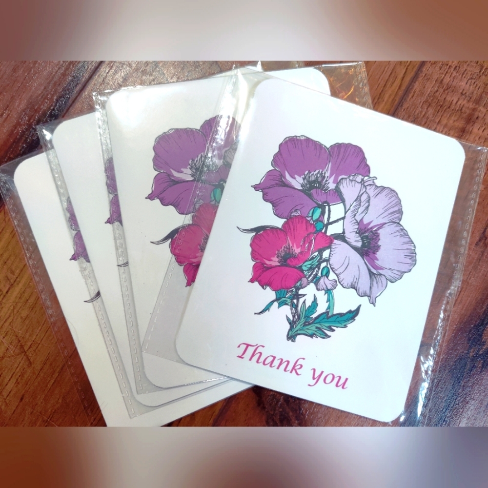 4 PC Handmade Thank you cards